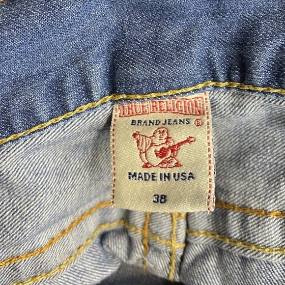 Vintage Men’s True Religion Straight Jeans (38 X 32) Made In USA! 100% Cotton! - Picture 7 of 12